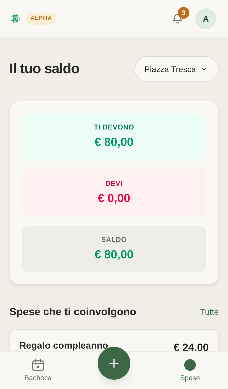 Riepilogo del saldo personale: quanto ti devono, quanto devi e il totale